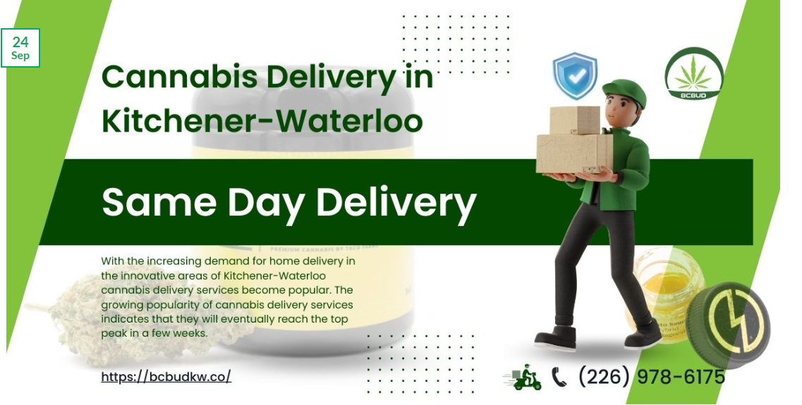 BCBud cannabis delivery service in Kitchener-Waterloo, featuring a guide to local dispensaries and delivery options